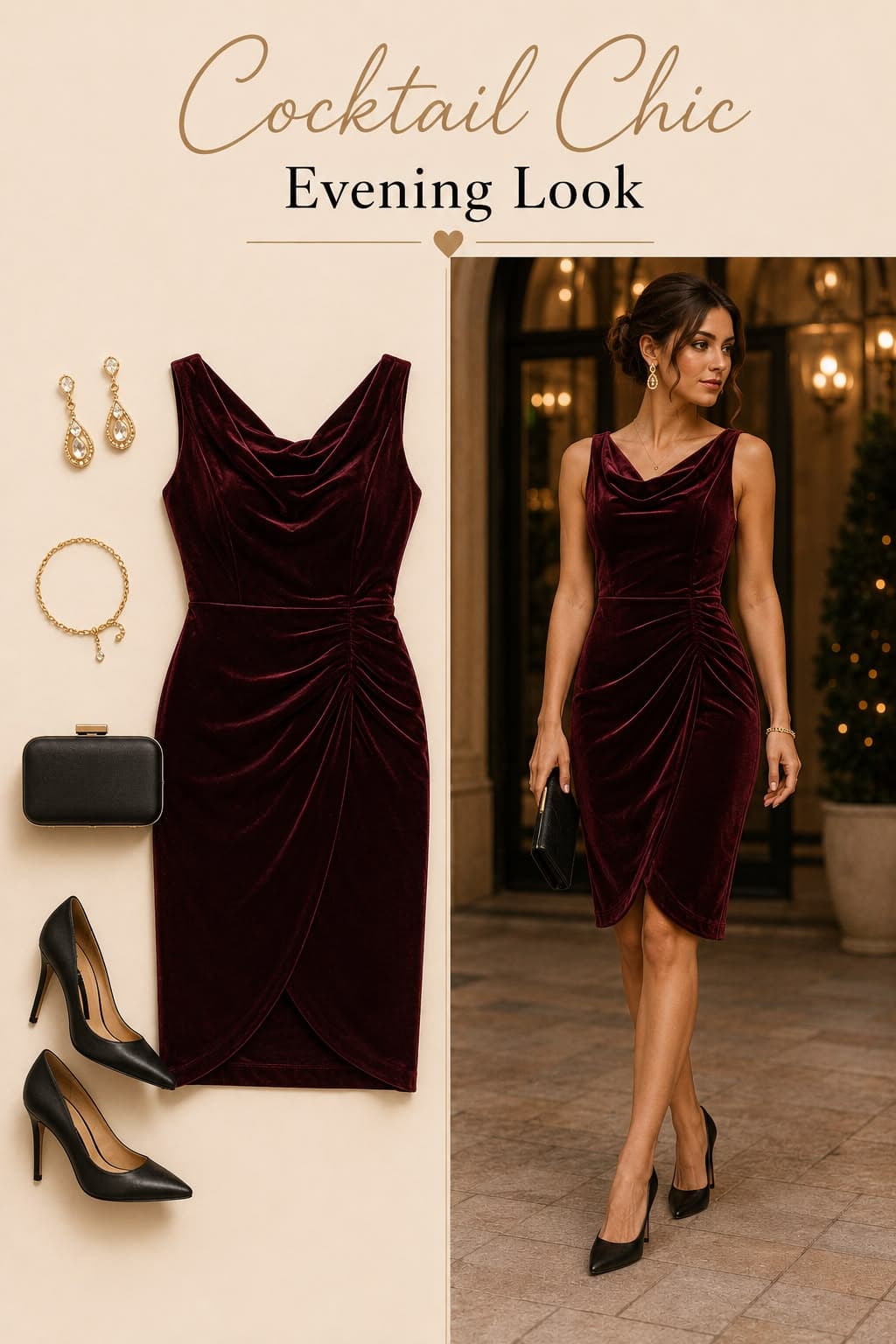 Cocktail Chic: The Perfect Burgundy Evening Look